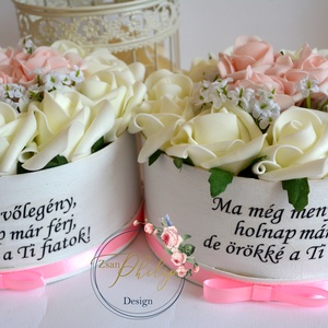Szülőköszöntő szöveges virágboxok - esküvő - emlék & ajándék - szülőköszöntő ajándék - Meska.hu