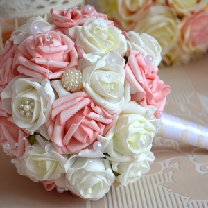 Finom ékszer habrózsa csokor - esküvő - menyasszonyi- és dobócsokor - Meska.hu