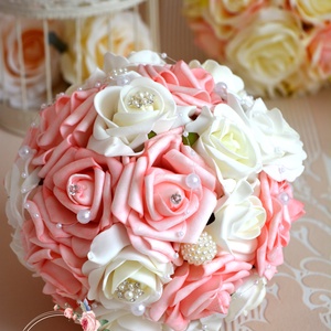 Finom ékszer habrózsa csokor - esküvő - menyasszonyi- és dobócsokor - Meska.hu