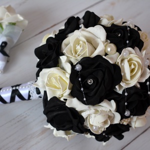Black-White csokor - esküvő - menyasszonyi- és dobócsokor - Meska.hu