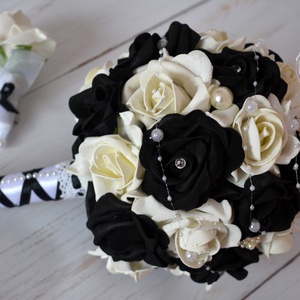 Black-White csokor - esküvő - menyasszonyi- és dobócsokor - Meska.hu