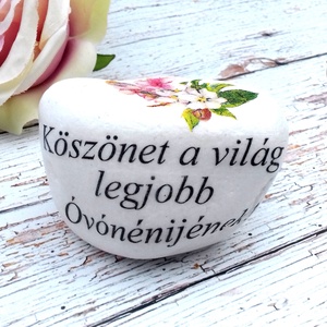 Óvónénis hálakő, Otthon & Életmód, Dekoráció, Asztal és polc dekoráció, Kavics & Kő, Decoupage, transzfer és szalvétatechnika, MESKA