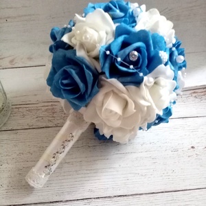 Kék habrózsa - esküvő - menyasszonyi- és dobócsokor - Meska.hu