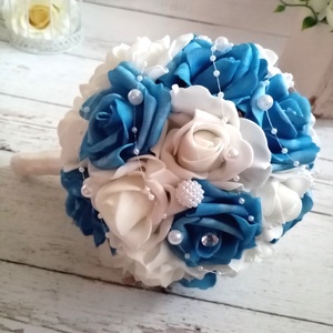 Kék habrózsa - esküvő - menyasszonyi- és dobócsokor - Meska.hu