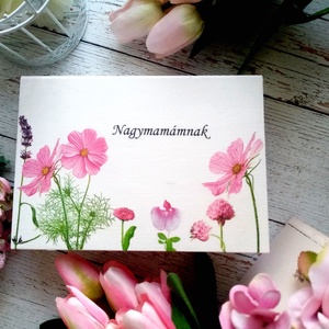 Nagymama rózsaszin virágbox - esküvő - emlék & ajándék - szülőköszöntő ajándék - Meska.hu