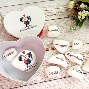 Szerelem kővek, Otthon & Életmód, Dekoráció, Asztal és polc dekoráció, Kavics & Kő, Decoupage, transzfer és szalvétatechnika, MESKA