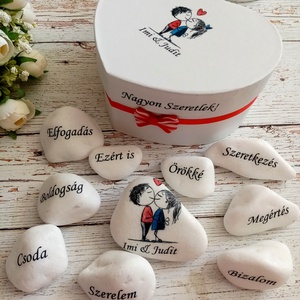Szerelmes motivációs díszkóvek, Otthon & Életmód, Dekoráció, Asztal és polc dekoráció, Kavics & Kő, Decoupage, transzfer és szalvétatechnika, MESKA