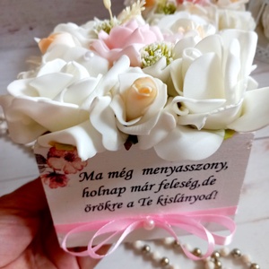 Szülőköszöntő 2db habrózsa virágbox - esküvő - emlék & ajándék - szülőköszöntő ajándék - Meska.hu