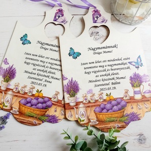 Nagymama levendulás köszöntő, Esküvő, Emlék & Ajándék, Szülőköszöntő ajándék, Decoupage, transzfer és szalvétatechnika, Meska