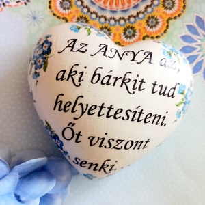 Anya kerámia sziv, Otthon & Életmód, Dekoráció, Asztal és polc dekoráció, Kavics & Kő, Decoupage, transzfer és szalvétatechnika, MESKA