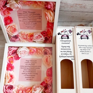 Virágos pink képkeret idézettel - esküvő - emlék & ajándék - szülőköszöntő ajándék - Meska.hu