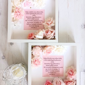 2 db Rózsaszin álom képkeret idézettel, Esküvő, Emlék & Ajándék, Szülőköszöntő ajándék, Virágkötés, MESKA