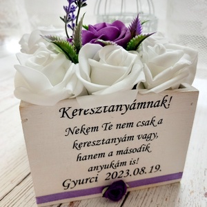Keresztanya vintage levendulás köszönetajándék virágos ládika - Meska.hu