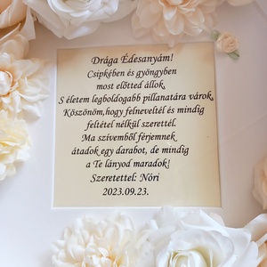 Szülőköszöntő Menyasszonyos selyemvirágos kép - esküvő - emlék & ajándék - szülőköszöntő ajándék - Meska.hu