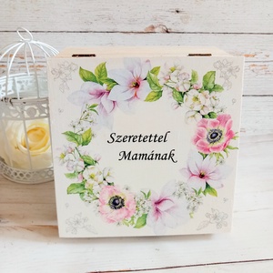 Mama vintage köszönetajándék virágos ládika - otthon & életmód - dekoráció - asztal és polc dekoráció - asztaldísz - Meska.hu