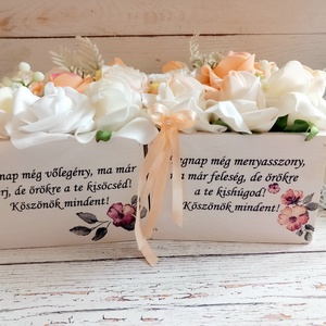 Keresztanyuka habrózsa virágbox, Esküvő, Emlék & Ajándék, Szülőköszöntő ajándék, Decoupage, transzfer és szalvétatechnika, Virágkötés, MESKA