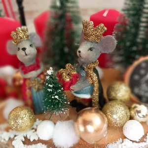 Egérkék karácsonya faszelet asztaldísz - karácsony - adventi díszek - adventi koszorú - Meska.hu