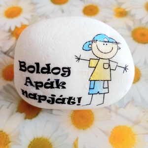 Boldog Apák napját díszkő 1db - otthon & életmód - dekoráció - asztal és polc dekoráció - kavics & kő - Meska.hu
