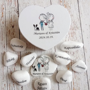 Jó házasság alapkövei kutyusos garnitúra, Esküvő, Emlék & Ajándék, Nászajándék, Decoupage, transzfer és szalvétatechnika, MESKA