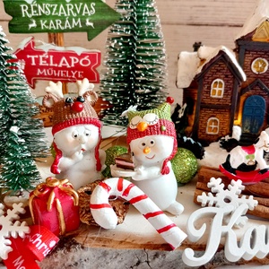 Hóemberkés világító házikós adventi fa törzs - karácsony - adventi díszek - adventi koszorú - Meska.hu