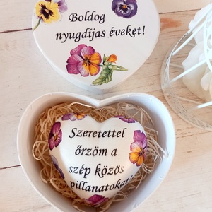 Motivációs Születésnapos  szív , Otthon & Életmód, Dekoráció, Asztal és polc dekoráció, Asztaldísz, Decoupage, transzfer és szalvétatechnika, MESKA
