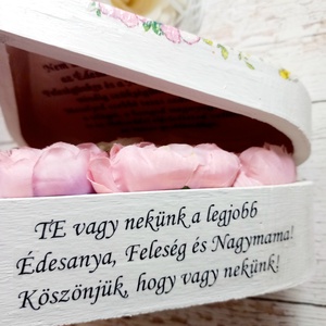 Nagymama szives köszöntő virágbox - otthon & életmód - dekoráció - asztal és polc dekoráció - asztaldísz - Meska.hu