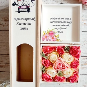 Keresztszülőknek köszönőajándék, Esküvő, Emlék & Ajándék, Szülőköszöntő ajándék, Decoupage, transzfer és szalvétatechnika, Virágkötés, MESKA