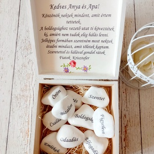 Szülököszöntő alapkövei garnitúra, Esküvő, Emlék & Ajándék, Szülőköszöntő ajándék, Decoupage, transzfer és szalvétatechnika, MESKA
