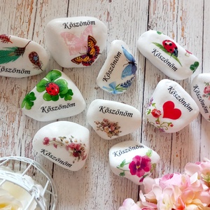 Köszönöm kő, Otthon & Életmód, Dekoráció, Asztal és polc dekoráció, Kavics & Kő, Decoupage, transzfer és szalvétatechnika, MESKA