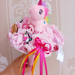 Rózsaszin unikornis ballagási csokor - otthon & életmód - dekoráció - Meska.hu