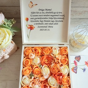 Nagymama örök virágbox, Esküvő, Emlék & Ajándék, Szülőköszöntő ajándék, Decoupage, transzfer és szalvétatechnika, Virágkötés, MESKA