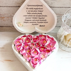 Keresztanyukás köszönőajándék párban, Esküvő, Emlék & Ajándék, Köszönőajándék, Decoupage, transzfer és szalvétatechnika, Virágkötés, MESKA