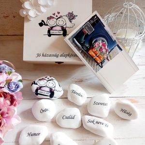 A jó házasság alapkövei nászajándék , Esküvő, Emlék & Ajándék, Nászajándék, Esküvői pénzátadó boríték, kártya, Decoupage, transzfer és szalvétatechnika, MESKA