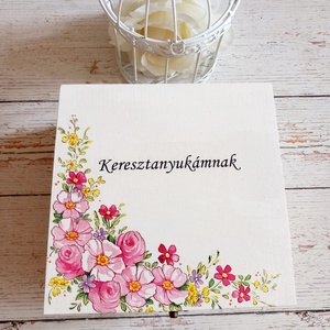 Csodás Keresztanyukás virágbox - esküvő - emlék & ajándék - szülőköszöntő ajándék - Meska.hu