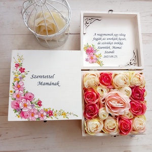 Mama vintage köszönetajándék virágos ládika, Otthon & Életmód, Dekoráció, Asztal és polc dekoráció, Asztaldísz, Decoupage, transzfer és szalvétatechnika, MESKA