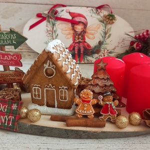 Mézis világító mézeskalács házikós adventi dísz - karácsony - adventi díszek - adventi asztaldísz - Meska.hu