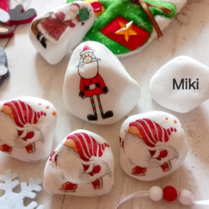 Névre szoló kövecskék, Karácsony, Adventi díszek, Adventi gyertyadíszek és koszorúdíszek, Decoupage, transzfer és szalvétatechnika, MESKA