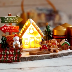 Világítós mézeskalács házikós mézis adventi - Meska.hu