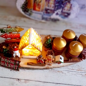 Világítós mézeskalács házikós mézis adventi - karácsony - adventi díszek - adventi koszorú - Meska.hu