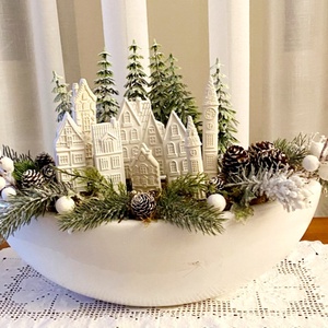 Kerámia házikós garnitúra 12 db. - karácsony - karácsonyi lakásdekoráció - karácsonyi falu, házikó - Meska.hu