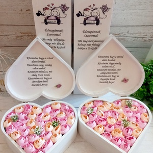 Luxus Szülőköszöntő garnitúra pink, Esküvő, Emlék & Ajándék, Szülőköszöntő ajándék, Decoupage, transzfer és szalvétatechnika, Virágkötés, MESKA