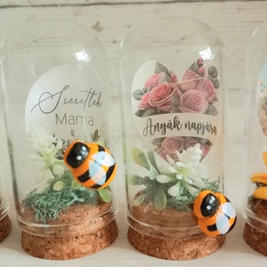 Mini üvegbúra méhecskés 1db - otthon & életmód - dekoráció - asztal és polc dekoráció - asztaldísz - Meska.hu