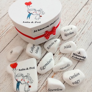 Valentin motivációs kő garnitúra, Otthon & Életmód, Dekoráció, Asztal és polc dekoráció, Kavics & Kő, Decoupage, transzfer és szalvétatechnika, MESKA