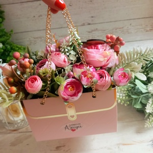 Virágtáska rózsaszin  - otthon & életmód - dekoráció - asztal és polc dekoráció - asztaldísz - Meska.hu