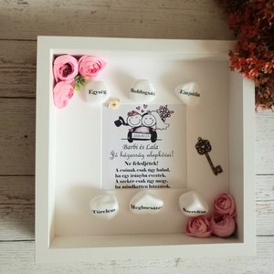 A jó házasság alapkövei nászajándék , Esküvő, Emlék & Ajándék, Nászajándék, Esküvői pénzátadó képkeret, Decoupage, transzfer és szalvétatechnika, MESKA