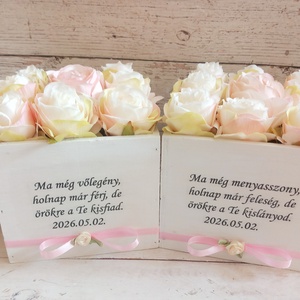 1 pár selyemvirágos virágbox - esküvő - emlék & ajándék - szülőköszöntő ajándék - Meska.hu