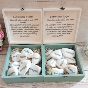 Egyedi kövecskés szülököszöntő, Esküvő, Emlék & Ajándék, Szülőköszöntő ajándék, Decoupage, transzfer és szalvétatechnika, MESKA