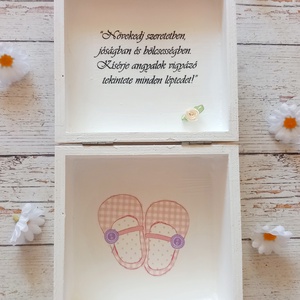 Keresztelői idézetes rózsaszin elefántos emlék ládika - baba - mama - keresztelő kellékek - keresztelőajándékok - Meska.hu