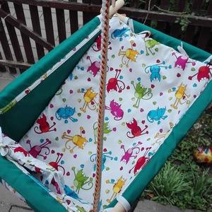 100 % pamut zöld-cicás hinta -  - Meska.hu