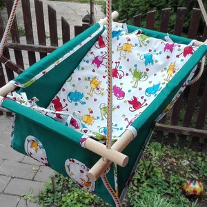 100 % pamut zöld-cicás hinta -  - Meska.hu